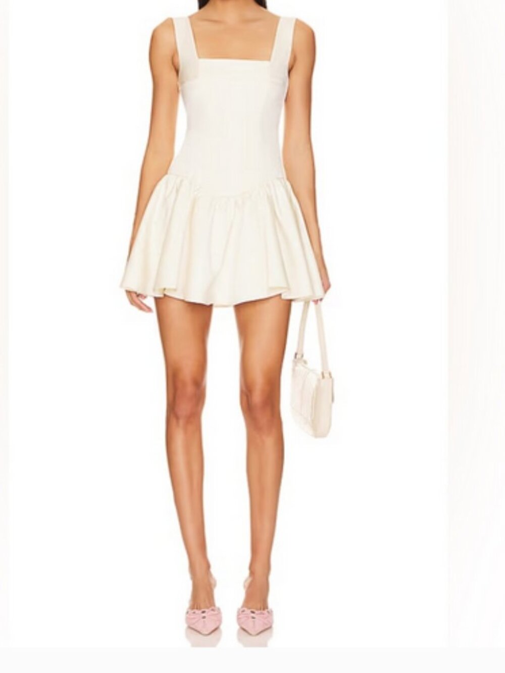 New! WeWoreWhat Revolve Corset Peplum Mini Dress Duchess White Ecru Satin Size 4